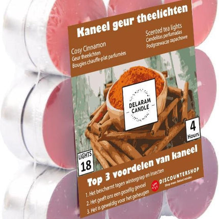 Geur Theelichten Cinnamon Chai | Theelichtjes met 4 branduren | Goodkope Geur Waxlichtjes | Geurtheelichtjes Rood | Theelichtjes Set 18 stuks 