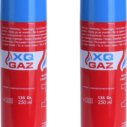 2x Busje aansteker gas / butaan gasfles 250 ml