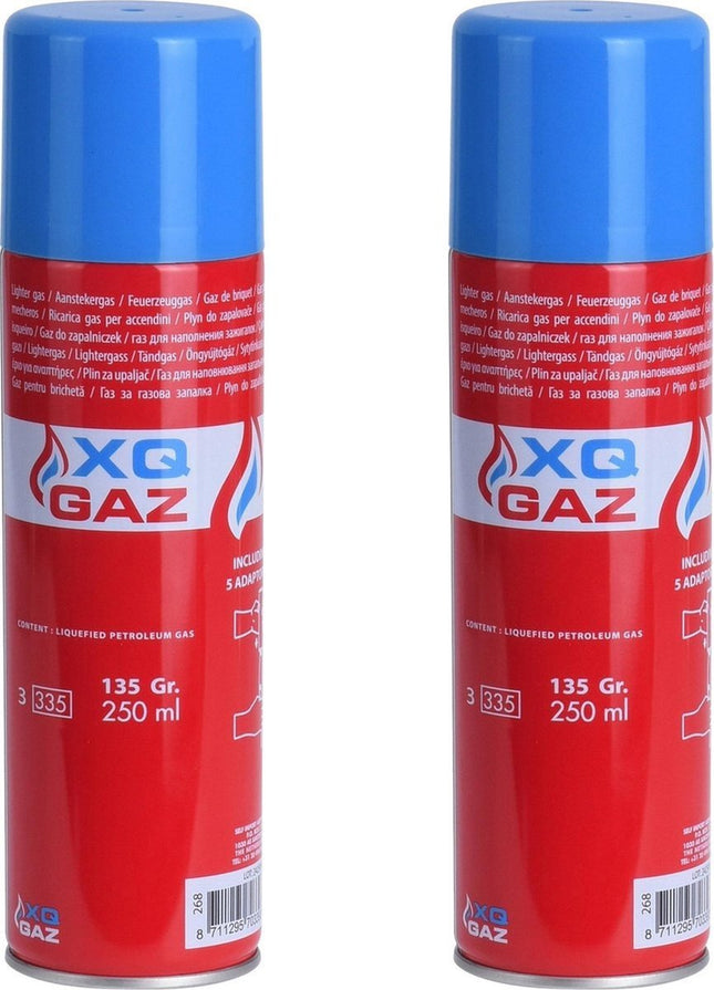 2x Busje aansteker gas / butaan gasfles 250 ml