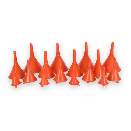 Trechterset - 16 stuks | Oranje Kunststof Trechters | Keukengerei | Keukenaccessoires | Diverse Maten