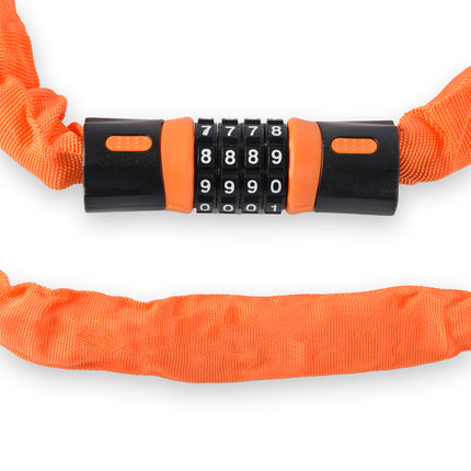 Extra Sterk Dubbel Fietskettingslot in Oranje - 90cm, 5mm, Gehard Staal