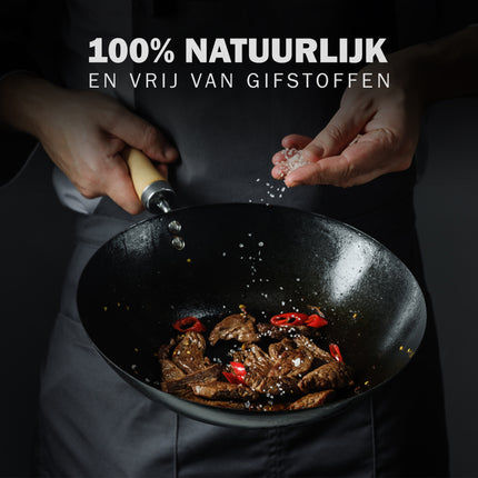 Koekenpan | RVS koekenpan | anti aanbaklaag | houten handvat | Keramische koekenpan | inductie kookplaat | 48cm*30cm