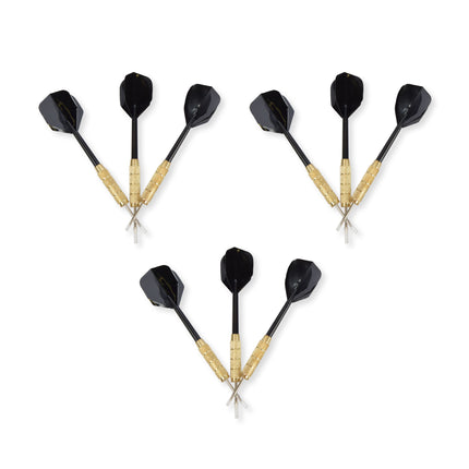 Luxe Zwarte & Gouden Dartpijlenset - Optimaliseer je Dartsprestaties - 9 Stuks - 14cm x 3.5cm x 1.5cm