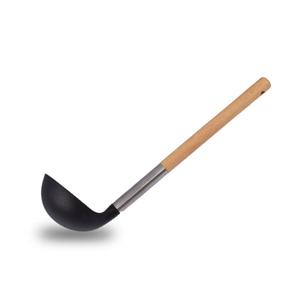 Soeplepel | Opscheplepel | Zilver & Zwart | Keukengerei | hout, RVS, nylon | Sauslepel | 31.5cm*9cm