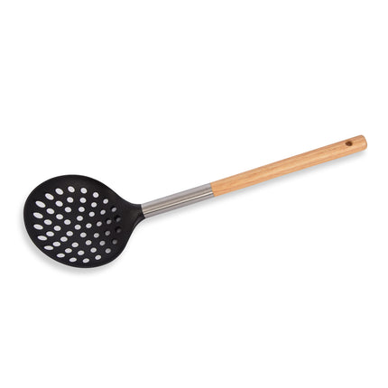 Schuimspaan | Frituurspaan | Schuimlepel | rvs | zwart | groot | 99 g | Keukengerei | 34cm lengte 