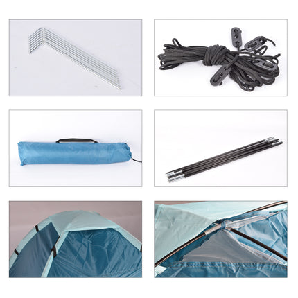 Compacte Blauwe Koepeltent voor Kamperen - Opblaasbare Kampeertent voor 2 Personen | Polyester | Lichtgewicht en Draagbaar