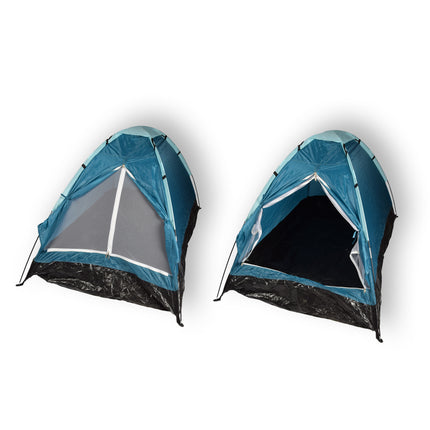 Compacte Blauwe Koepeltent voor Kamperen - Opblaasbare Kampeertent voor 2 Personen | Polyester | Lichtgewicht en Draagbaar