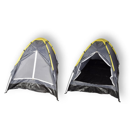 Compacte grijs Koepeltent voor Kamperen - Opblaasbare Kampeertent voor 2 Personen | Polyester | Lichtgewicht en Draagbaar