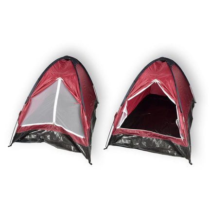 Compacte rood Koepeltent voor Kamperen - Opblaasbare Kampeertent voor 2 Personen | Polyester | Lichtgewicht en Draagbaar