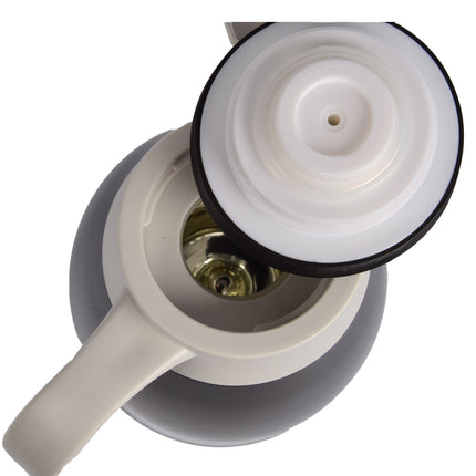 Zwarte en witte Kunststof Thermosfles 1 Liter - Isoleerfles met Metalen Deksel - 14x24x9 cm