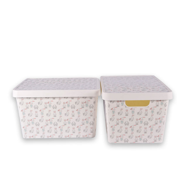 2x Opbergdoos 36 cm x 26 cm x 22 cm- 2 stuks 17 L + 17 L met deksel - Opbergdoos