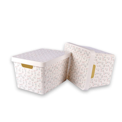 2x Opbergdoos 36 cm x 26 cm x 22 cm- 2 stuks 17 L + 17 L met deksel - Opbergdoos