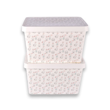 2x Opbergdoos 36 cm x 26 cm x 22 cm- 2 stuks 17 L + 17 L met deksel - Opbergdoos