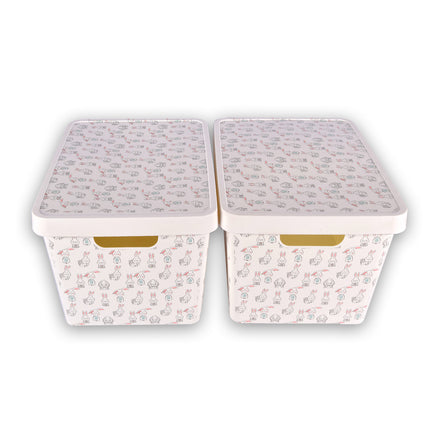 2x Opbergdoos 36 cm x 26 cm x 22 cm- 2 stuks 17 L + 17 L met deksel - Opbergdoos