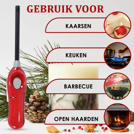 1x stuks | Aansteker | Navulbare aansteker | Rood | Gasaansteker | bbq starter elektrisch | elektrische aansteker | Veilig & Efficiënt | 26cm* 3.20 cm