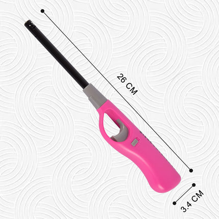 Gasaansteker -Aanstekers 26 cm – Kinderslot – Verstelbare vlam-Gasaansteker voor Kaarsen, BBQ en Keuken –Blauw&Roze