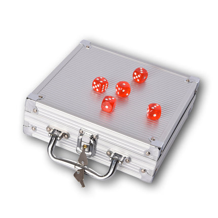 Pokerset | Pokerchips | pokeren | met aluminum koffer | Met 5 dobbelstenen | 100 poker chips