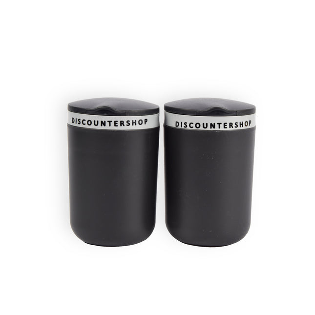Dubbele Asbakset met Deksel - Zwart & Grijs - Compact Formaat - 10,5cm x 6cm x 9,5cm - Rookvrij Genieten
