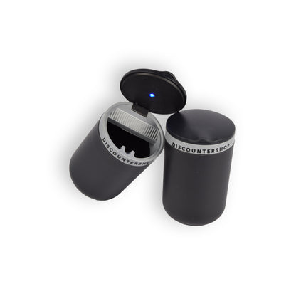 Dubbele Asbakset met Deksel - Zwart & Grijs - Compact Formaat - 10,5cm x 6cm x 9,5cm - Rookvrij Genieten