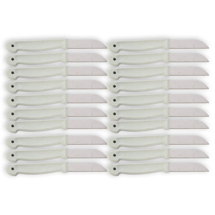 Kwalitatieve Schilmesjes Set - Koksmessen - Keukenmessen - Roestvrij Staal en Plastic - Wit - Afmetingen: 16x1x0.8cm - Gewicht: 332g - Inclusief 2 Sets van 10 stuks