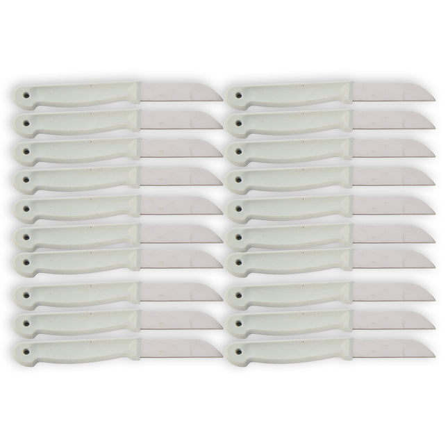 Kwalitatieve Schilmesjes Set - Koksmessen - Keukenmessen - Roestvrij Staal en Plastic - Wit - Afmetingen: 16x1x0.8cm - Gewicht: 332g - Inclusief 2 Sets van 10 stuks