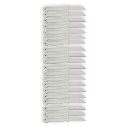 Kwalitatieve Schilmesjes Set - Koksmessen - Keukenmessen - Roestvrij Staal en Plastic - Wit - Afmetingen: 16x1x0.8cm - Gewicht: 332g - Inclusief 2 Sets van 10 stuks