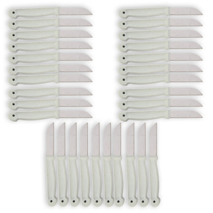 Koksmessen en Keukenmessen Schilmesjes Set - Roestvrij Staal en Plastic - Wit - Afmetingen: 16x1x0.8cm - 3x10 Stuks