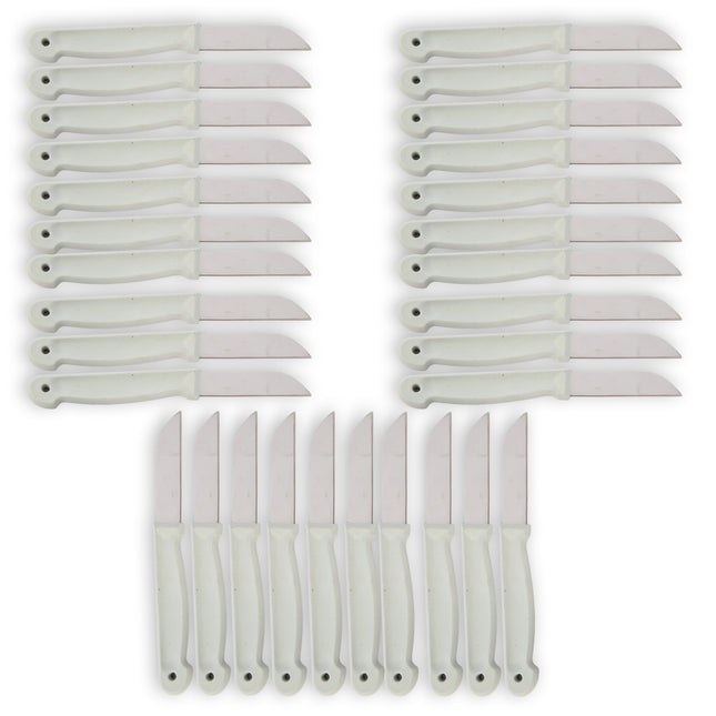 Koksmessen en Keukenmessen Schilmesjes Set - Roestvrij Staal en Plastic - Wit - Afmetingen: 16x1x0.8cm - 3x10 Stuks