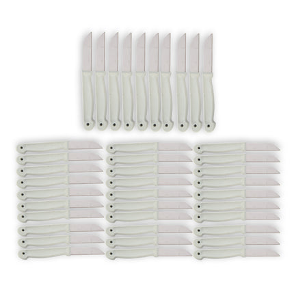 Set van 40 Schilmesjes - Inclusief Koksmessen en Keukenmessen - Wit - Gemaakt van Roestvrij Staal en Kunststof - Afmetingen: 16x1x0.8cm