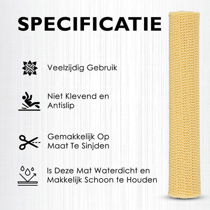 Set van 2 | Antislipmat | Keukenlades | geel/beige | Rubberen antislipmat | Synthetisch rubber | Gripmat | 150cm*30cm 