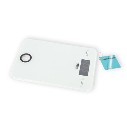 Stijlvolle Digitale Keukenweegschaal - Wit RVS/Glas - 2g-5kg Meetbereik - Batterijen Inbegrepen