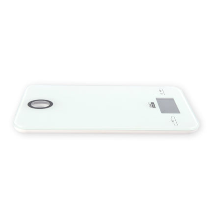 Stijlvolle Digitale Keukenweegschaal - Wit RVS/Glas - 2g-5kg Meetbereik - Batterijen Inbegrepen