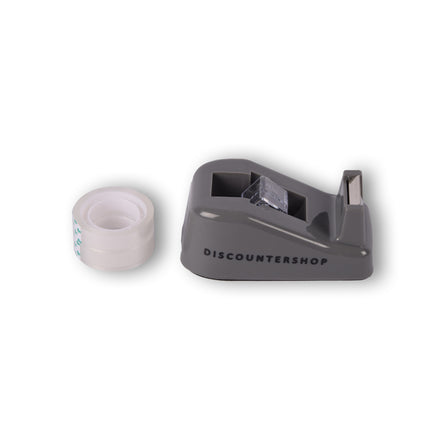 Set van 1 Grijze Plakbandhouder met 2 Rollen - 12m per Rol - Afmetingen: 10cm x 5.5cm x 4cm