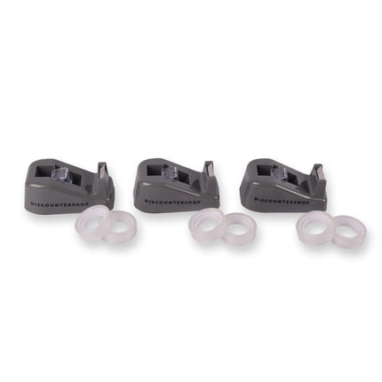 Grijze Plakbandhouder Set - 3 Stuks met 6 Rollen van 12m - Afmetingen: 10cm x 5.5cm x 4cm