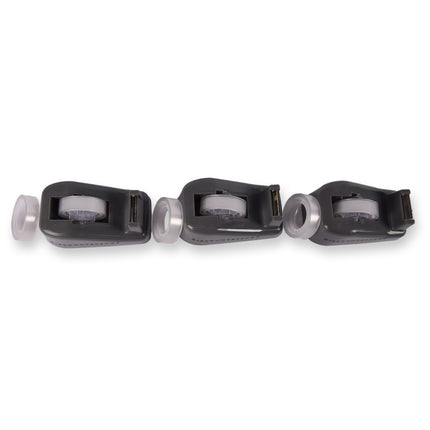 Grijze Plakbandhouder Set - 3 Stuks met 6 Rollen van 12m - Afmetingen: 10cm x 5.5cm x 4cm