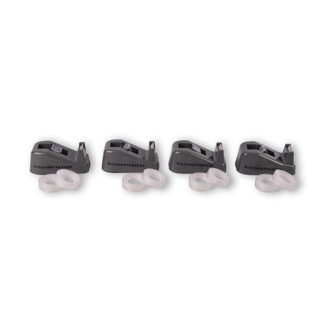 Set van 5 Plakbandhouders in Grijs met 8 Rollen van 12m - Afmetingen: 10cm x 5.5cm x 4cm