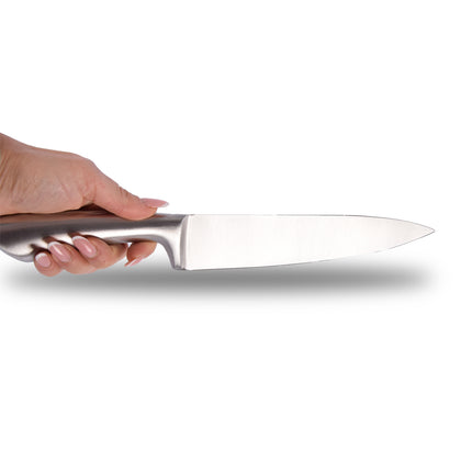 Klassiek Koksmes in Roestvrijstaal - Zilver - Geïntegreerde Handgreep - Lemmet 3.35 cm - Afmetingen 2x33.50 cm