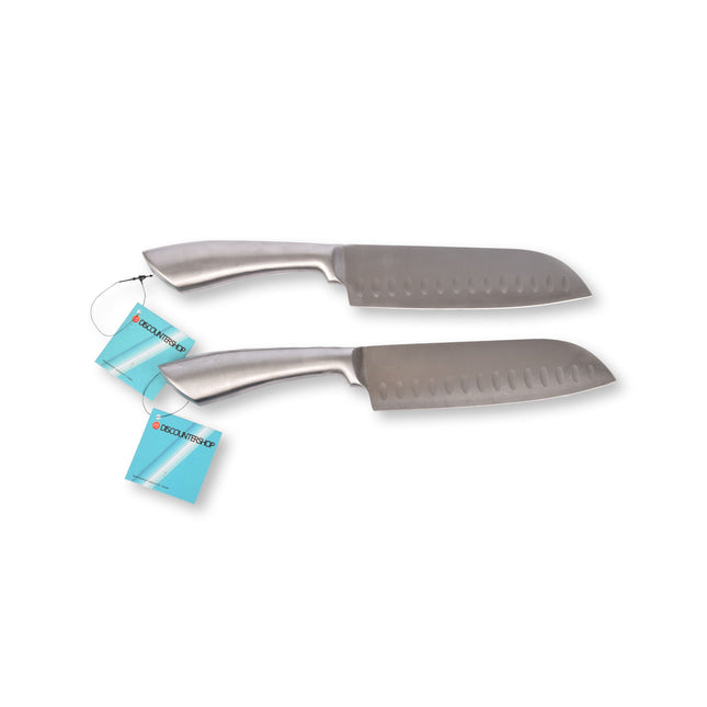 Kwalitatieve Zilveren Santokumessen - Onmisbaar voor de Echte Chefkok - 2 Stuks - Afmetingen: 31.5cm x 4.4cm x 1.5cm