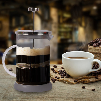 Grijze Cafetière - Koffiemaker van Glas - BPA-vrij - 800ml Inhoud - Vaatwasser Veilig