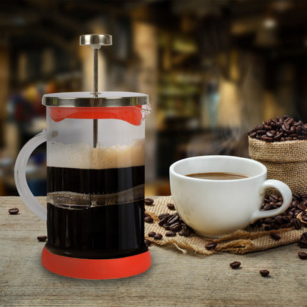 Schitterende Rode Cafetière - Glas | BPA-vrij | Geschikt voor de Vaatwasser | 9x5 cm, 0.39 kg | Inhoud: 800ml