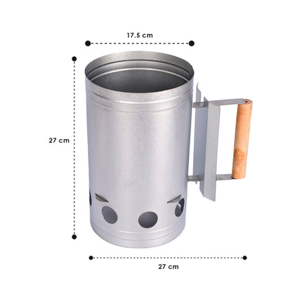 BBQ Houtskool | bbq starter | Houtskoolstarter | Zilver | Verzinkt Staal | Brikettenstarter | 27cm*27cm