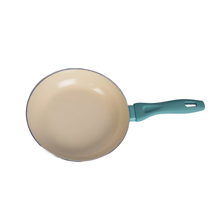 Stijlvolle Turquoise Koekenpan met Anti-aanbaklaag en Cool Touch Handgreep - Rond, 20 cm