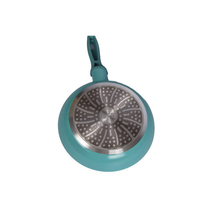Stijlvolle Turquoise Koekenpan met Anti-aanbaklaag en Cool Touch Handgreep - Rond, 20 cm
