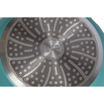 Stijlvolle Turquoise Koekenpan met Anti-aanbaklaag en Cool Touch Handgreep - Rond, 20 cm