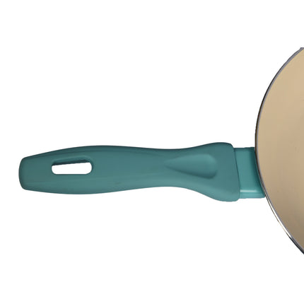 Stijlvolle Turquoise Koekenpan met Anti-aanbaklaag en Cool Touch Handgreep - Rond, 20 cm