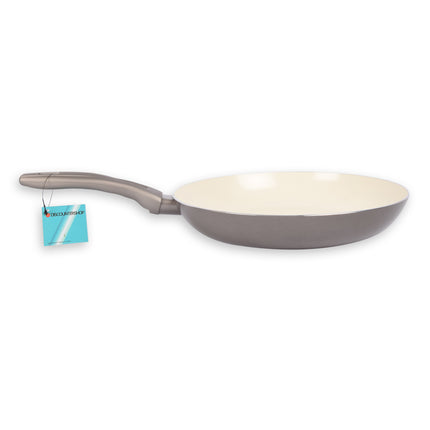 Grijze Anti-aanbak Wokpan met Koel Touch Handgreep - Diameter 28 cm - Vaatwasserbestendig - Rond - Cool Touch Handgreep -  Kunststof Geïntegreerde Greep 