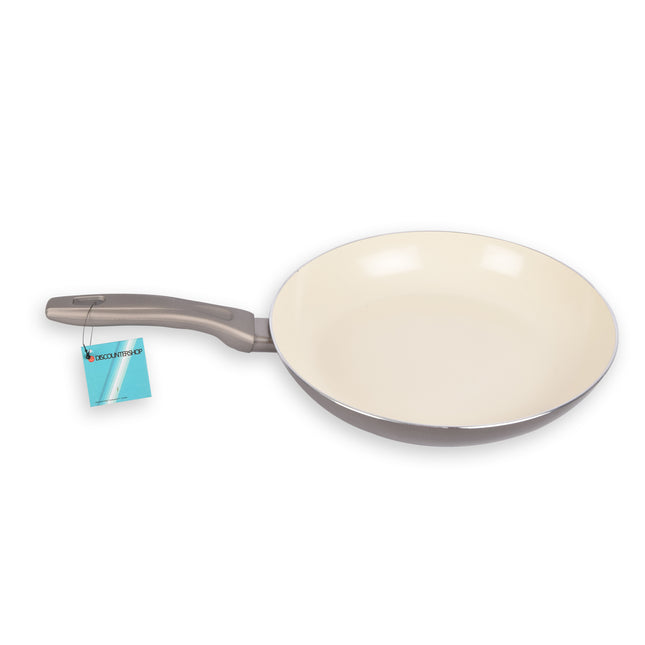 Grijze Anti-aanbak Wokpan met Koel Touch Handgreep - Diameter 28 cm - Vaatwasserbestendig - Rond - Cool Touch Handgreep -  Kunststof Geïntegreerde Greep 