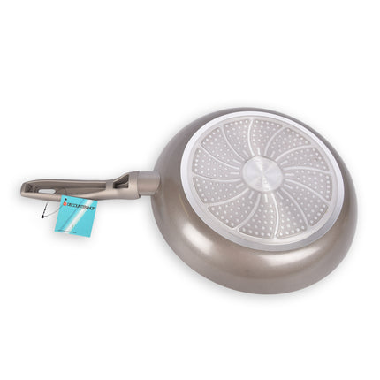 Grijze Anti-aanbak Wokpan met Koel Touch Handgreep - Diameter 28 cm - Vaatwasserbestendig - Rond - Cool Touch Handgreep -  Kunststof Geïntegreerde Greep 