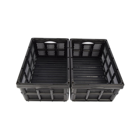 Begin met Leven door Slim op te Bergen Met Zwarte Opvouwbare Vouwkrat 32 Liter | 50cm x 21cm x 33cm | Robuust en Stapelbaar | Innovatief Ontwerp zonder Deksel Met Soft-Touch Handgrepen