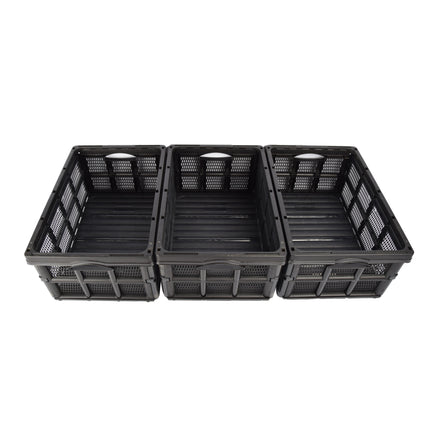 Zwarte Vouwkrat 32L | 3 Delige Set Opslag Die Je Niet Kunt Missen | Bewaar Je Waardevolle Spullen met Zorg | Dagelijks Gemak | 50cm x 21cm x 33cm | Perfect voor Thuis Kantoor en Camping